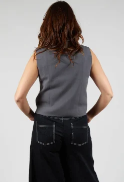 Sarah Pacini Jumpers^Zipped Sweater Vest in Charcoal