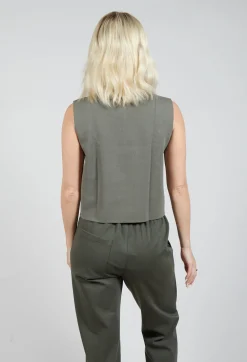 Sarah Pacini Jumpers^Zipped Sweater Vest in Kaki