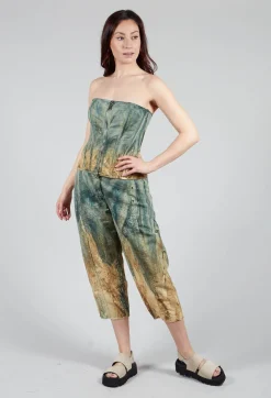Masnada Tops^Zipper Fastening Corset Top in Petrol and Tea