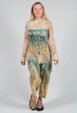 Masnada Tops^Zipper Fastening Corset Top in Petrol and Tea