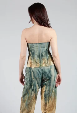 Masnada Tops^Zipper Fastening Corset Top in Petrol and Tea