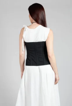 Masnada Tops^Zipper Fastening Corset Top in Smeared Black