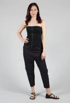 Masnada Tops^Zipper Fastening Corset Top in Smeared Black