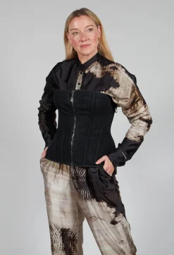 Masnada Tops^Zipper Fastening Corset Top in Smeared Black