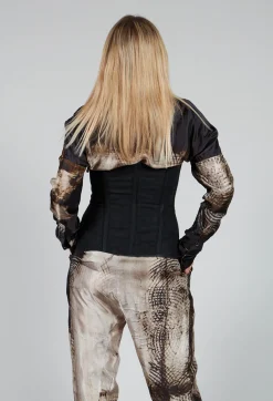 Masnada Tops^Zipper Fastening Corset Top in Smeared Black