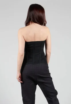 Masnada Tops^Zipper Fastening Corset Top in Smeared Black