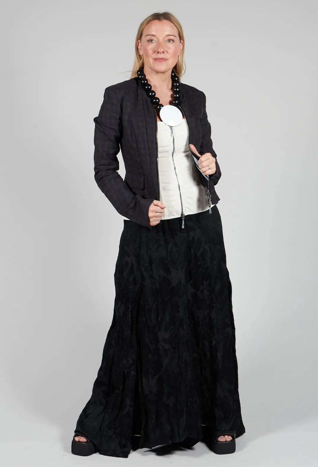 Masnada Tops^Zipper Fastening Corset Top in Chalk