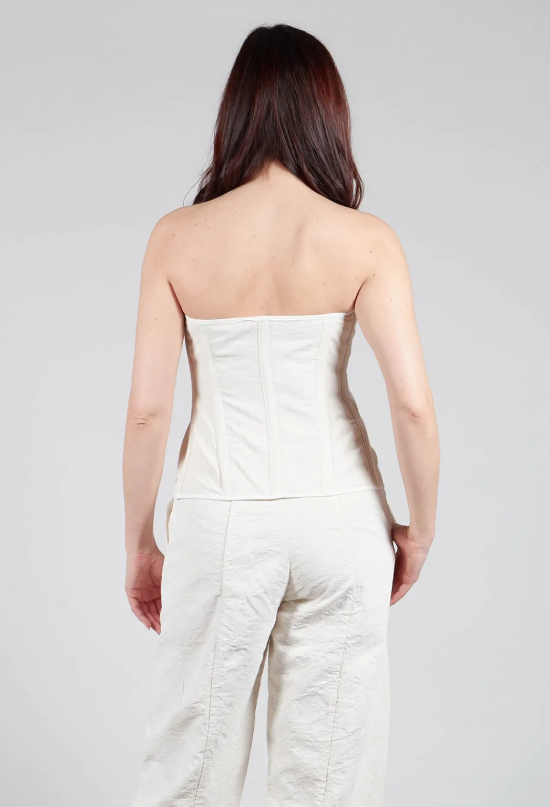 Masnada Tops^Zipper Fastening Corset Top in Chalk
